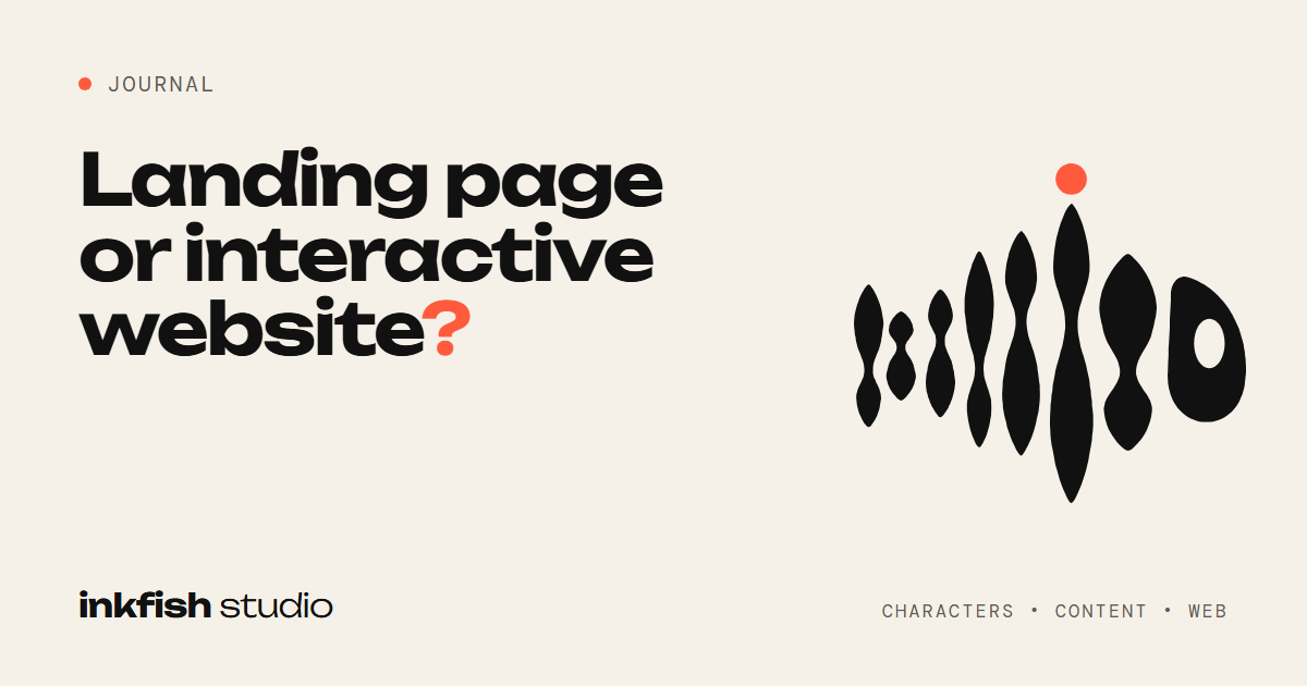 The Inkfish fish mascot next to the title: Landing page or interactive website?